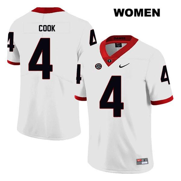 Georgia Bulldogs Women's James Cook #4 NCAA Legend Authentic White Nike Stitched College Football Jersey DGT0656YT